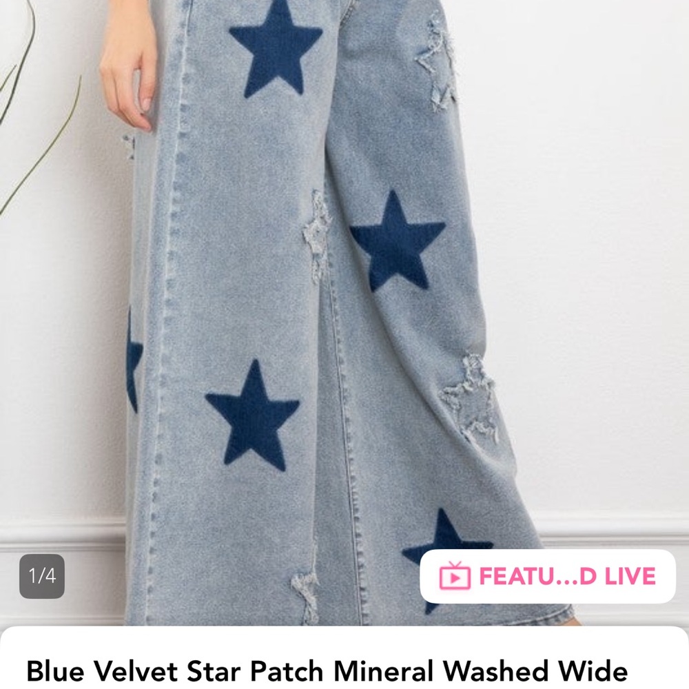 🌼🌼🌼Blue Star Patch Wide Leg Jeans
